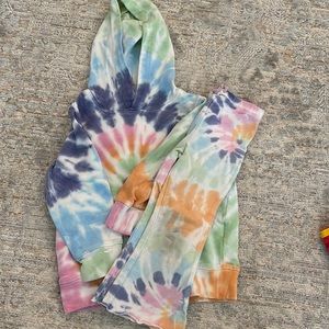 Tie dye flare leggings and hoodie set